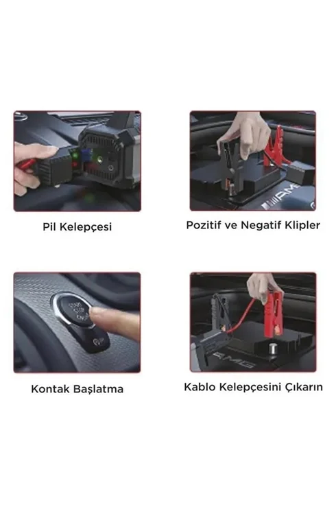 Taşnabilir Dijital Ekranlı Araç Akü Takviyeli Işıklı Oto Marş Hava Kompresörü görsel 5