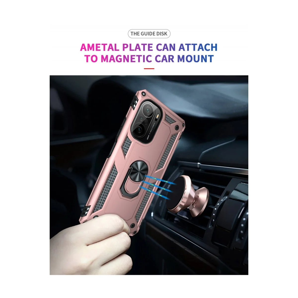 Xiaomi Poco F3 Kılıf Sofya Yüzüklü Silikon Kapak - Rose görsel 6