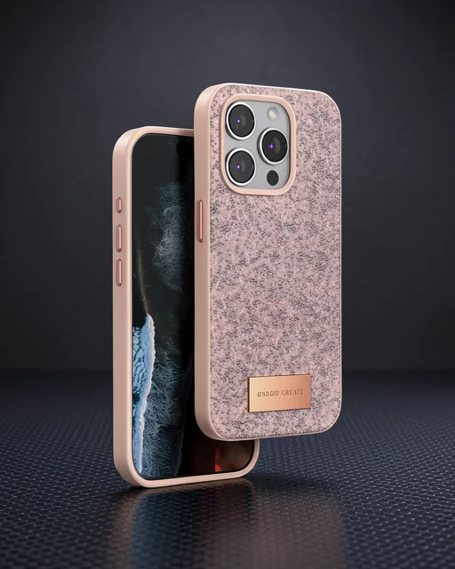 Onegif Apple İphone 15 Pro Bright Simli Kapak - Pembe