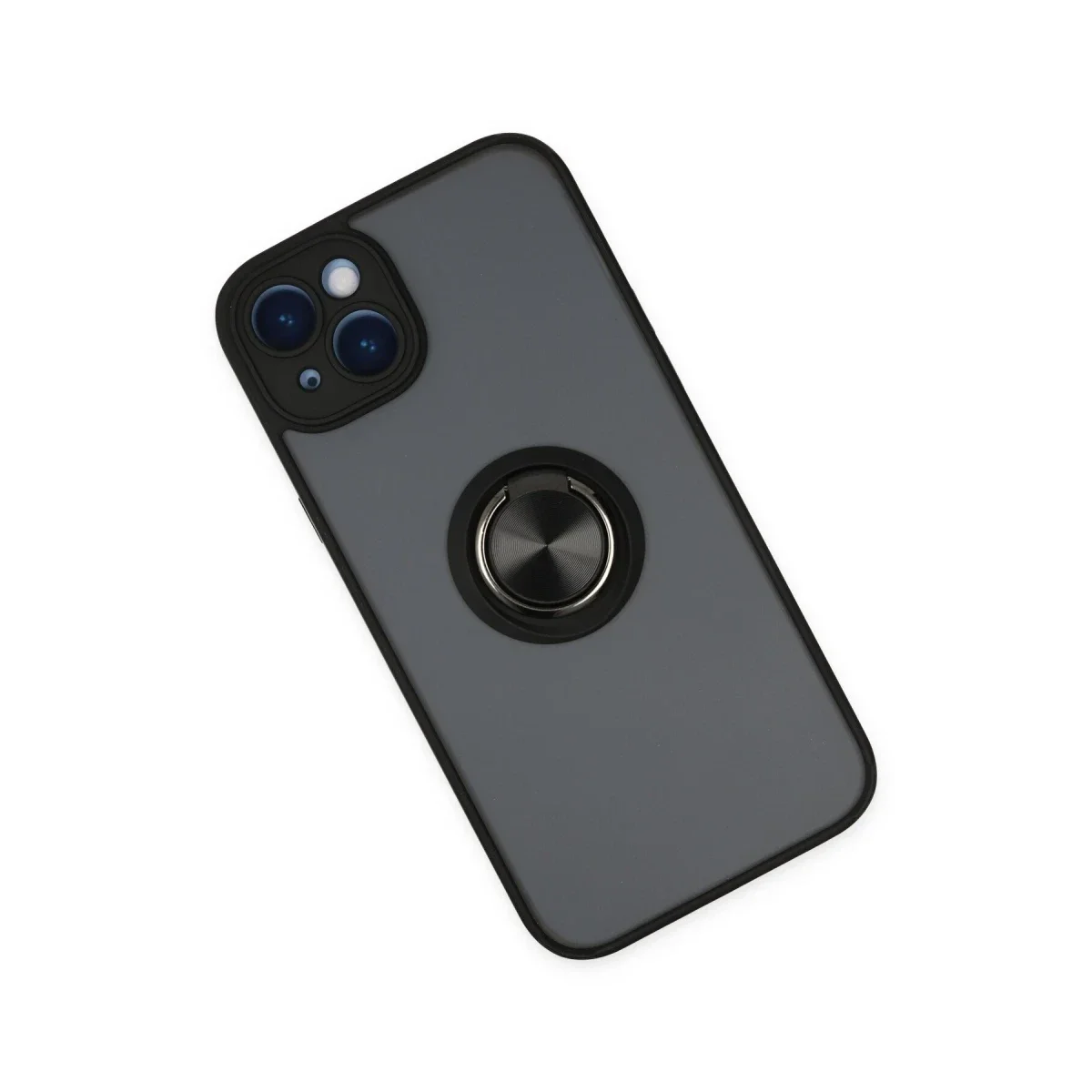 Apple iPhone 14 Kılıf Montreal Yüzüklü Silikon Kapak - Siyah görsel 3