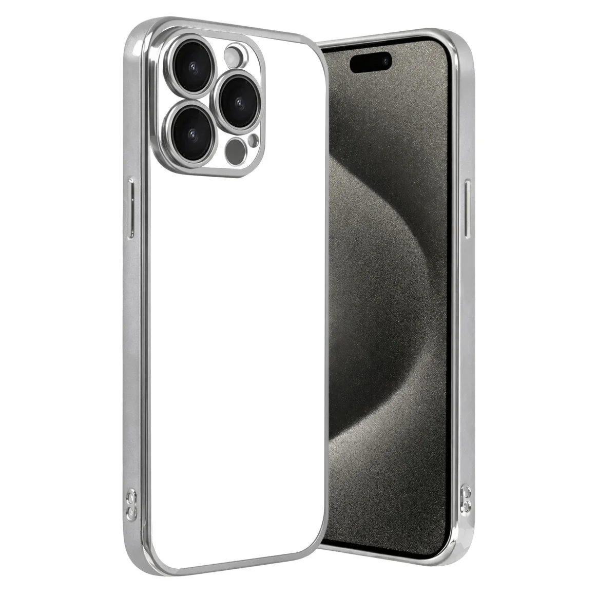 Apple İphone 15 Pro Max Razer Lensli Silikon - Gümüş