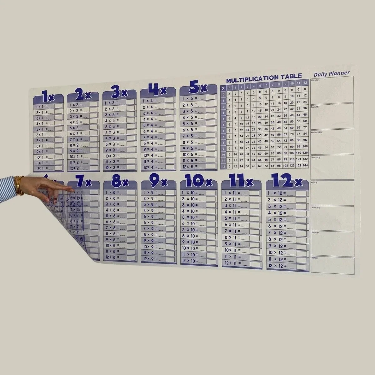 Statik Akıllı Kağıt Ingilizce Çarpım Tablosu 100x56 Cm görsel 4