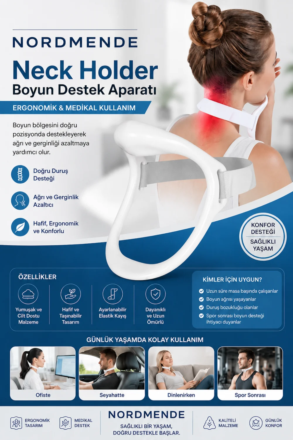 Neck Holder Boyun Destek Aparatı | Ergonomik & Medikal Kullanım görsel 5