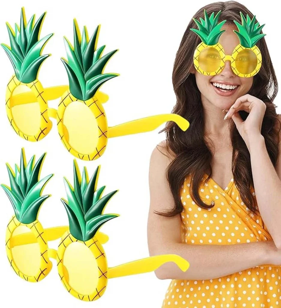 Tropikal Hawaii Ananas Şekilli Parti Gözlüğü 9.5 x 14 cm görsel 2