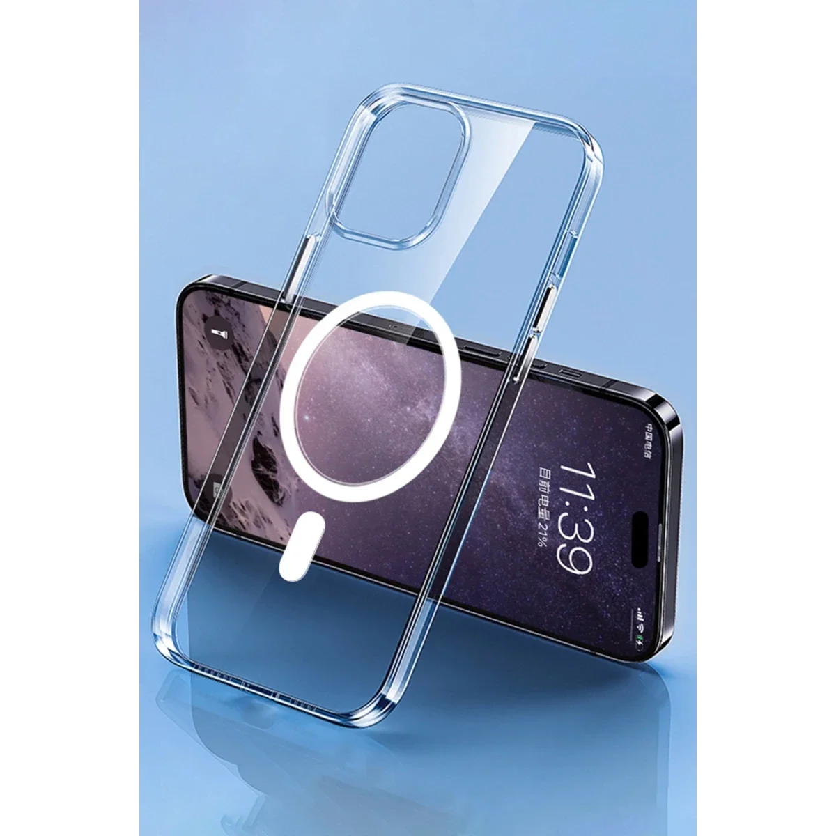 Apple iPhone 14 Pro Max Kılıf Tron Şeffaf Magsafe Kapak - Şeffaf görsel 3