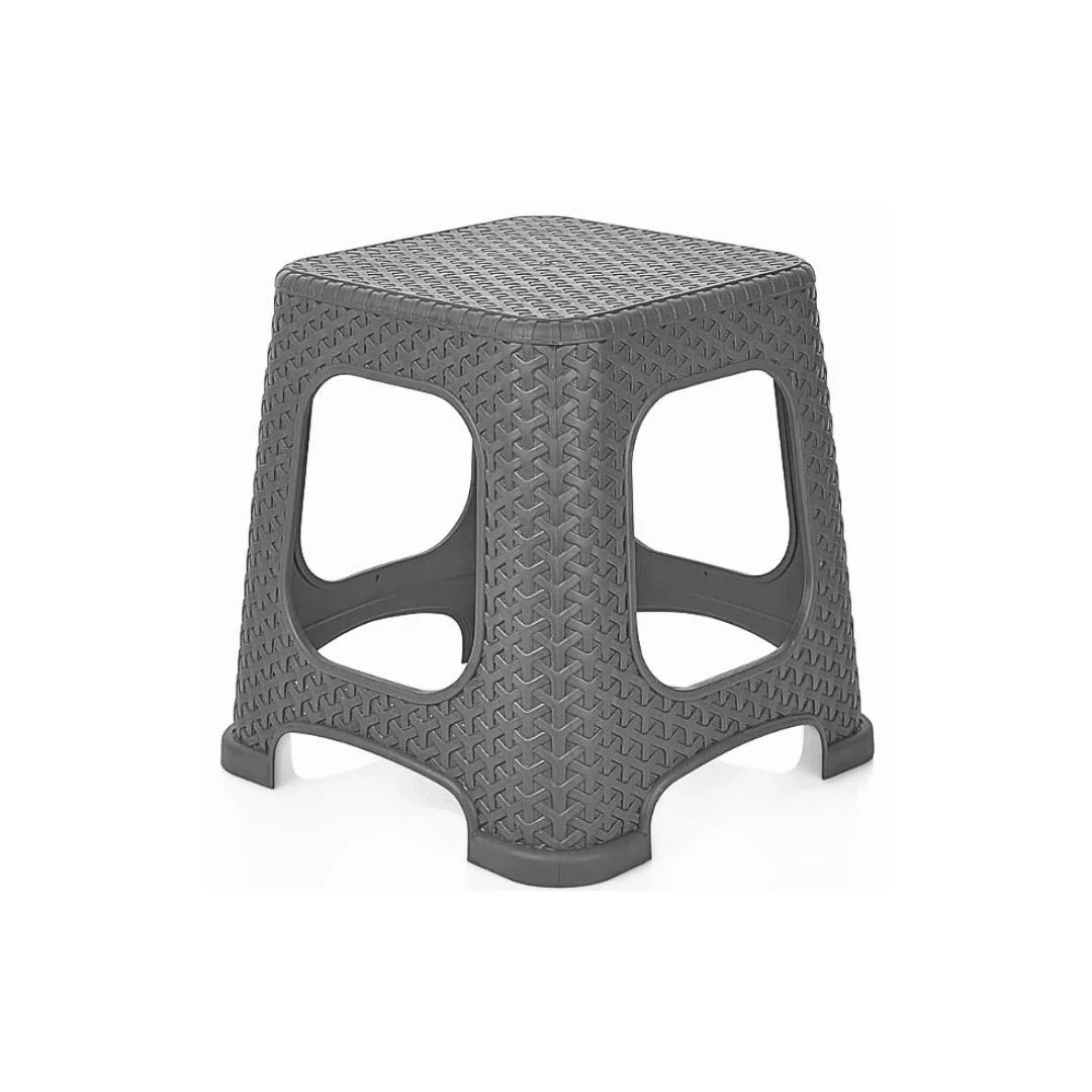 Antrasit Küçük Rattan Tabure görsel 2
