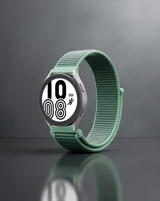 Samsung Galaxy Watch 4 Hasırlı Cırtcırtlı Kordon - Turkuaz