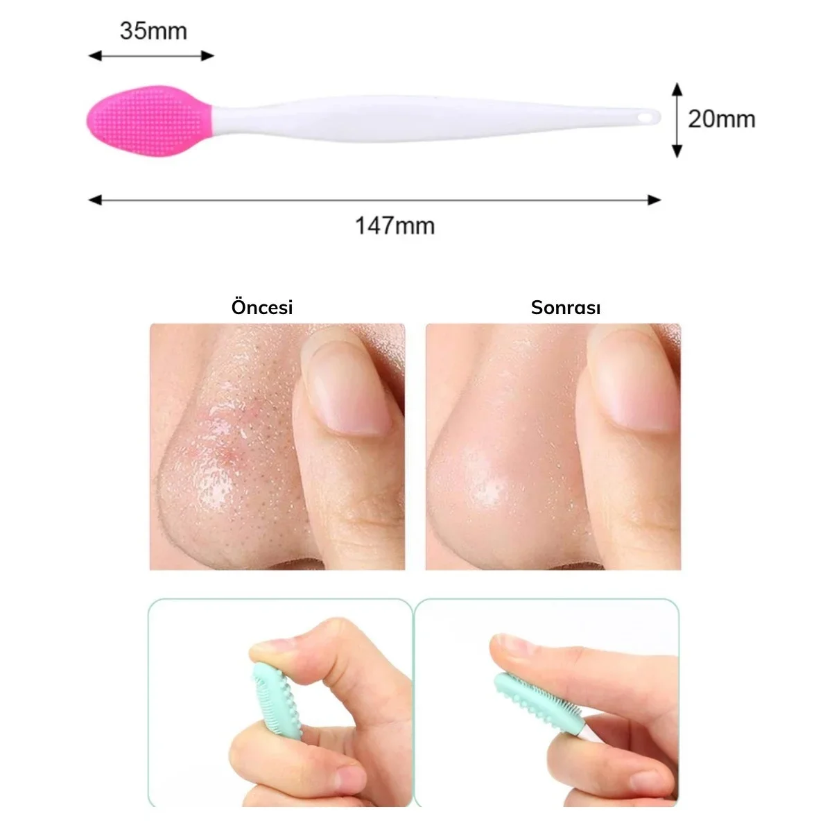 2 Adet Dudak Fırçası Peeling Etkili Gözenek Siyah Nokta Tezleyici Akne Giderici Çift Yönl görsel 3