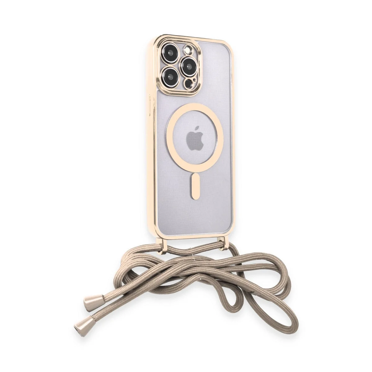 Apple İphone 14 Pro Kılıf Divo Lazer Askılı Magsafe Kapak - Gold görsel 2