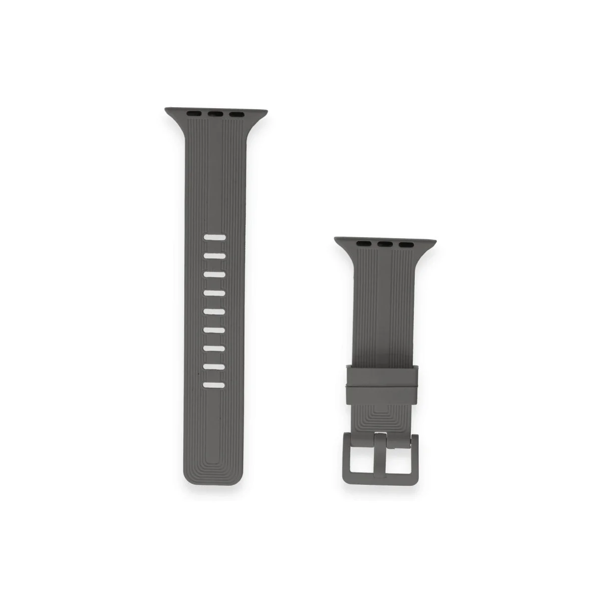 Apple Watch 38mm Kr408 Çizgili Silikon Kordon - Koyu Gri görsel 2