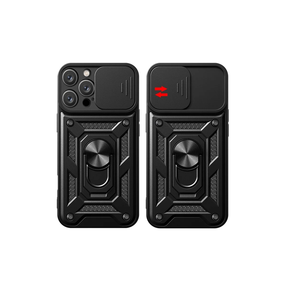 Apple İphone 16 Pro Kılıf Pars Lens Yüzüklü Silikon - Kırmızı görsel 2