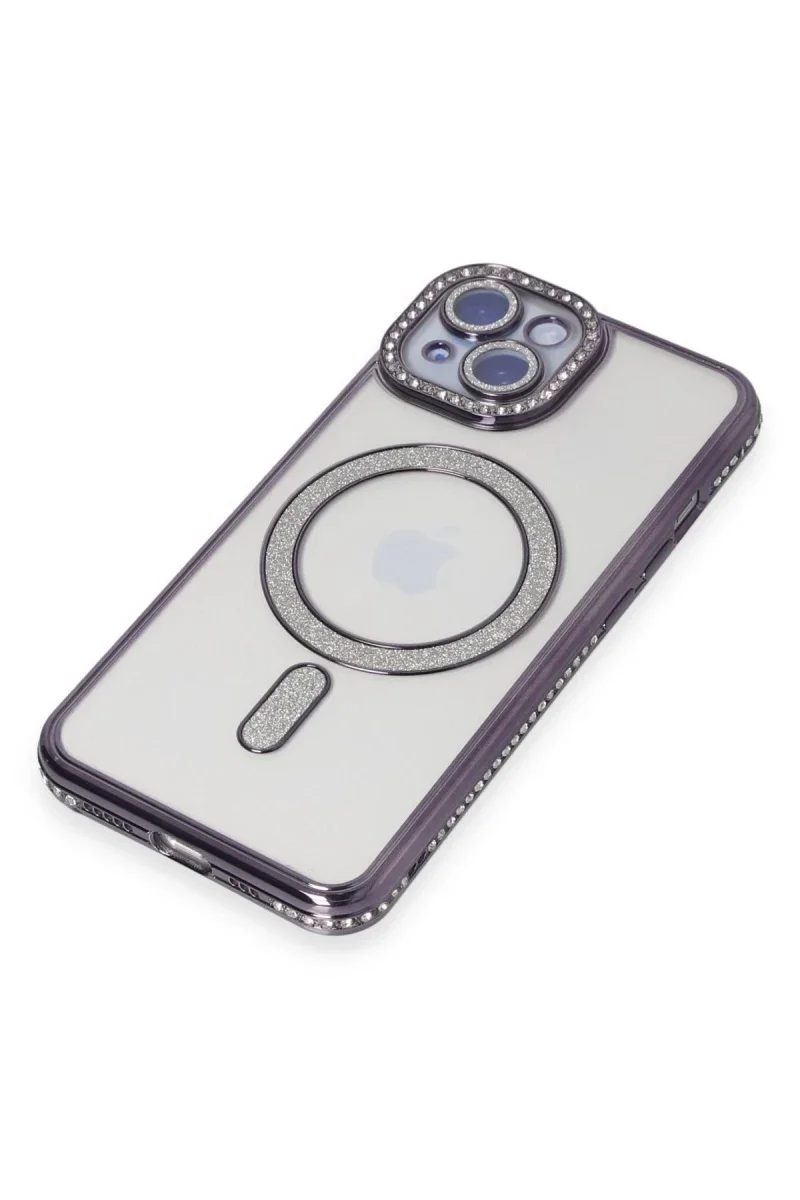 Apple iPhone 13 Kılıf Joke Simli Magneticsafe Kılıf - Derin Mor görsel 2