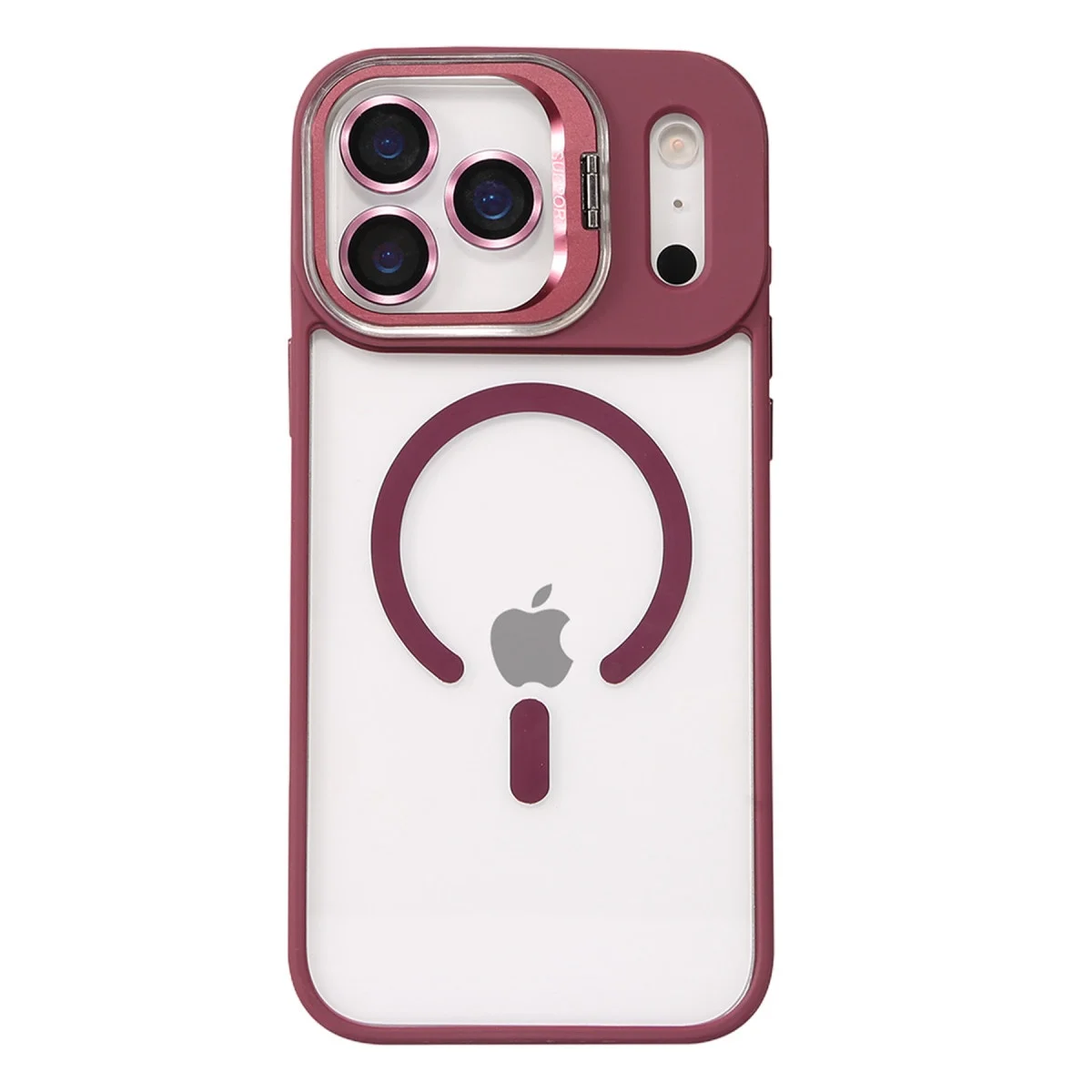 Joko Apple İphone 17 Pro Max Rem Lensli Magsafe Standlı Kapak - Bordo görsel 2