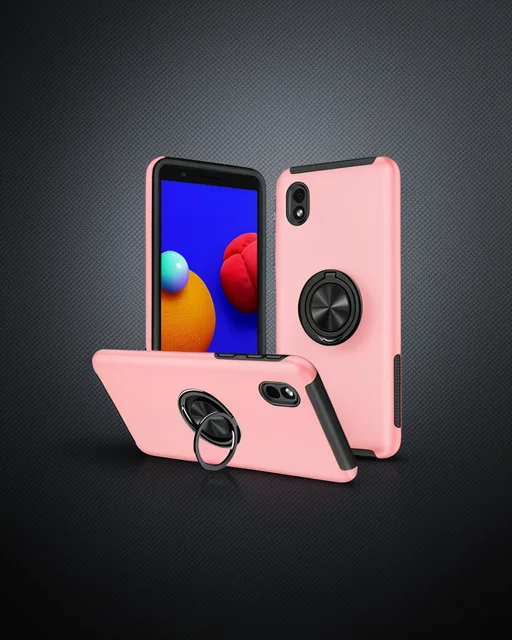 Samsung Galaxy A01 Core Kılıf Elit Yüzüklü Kapak - Pembe