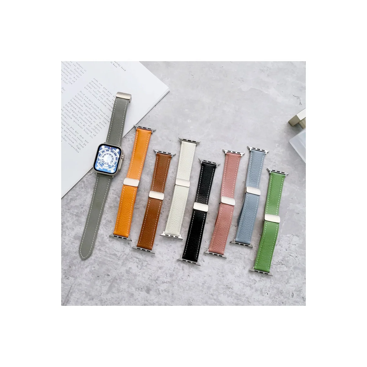 Apple Watch 42mm Kr414 Daks Deri Kordon (saat Değildir) - Pembe görsel 3