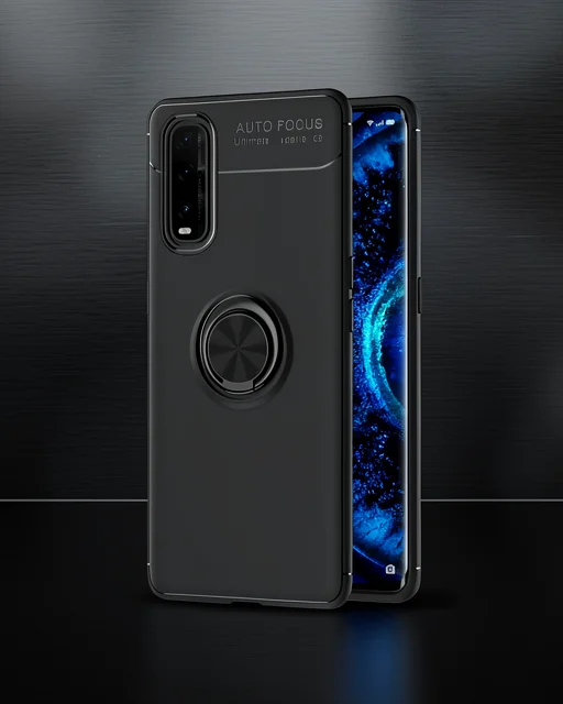 Oppo Find X2 Kılıf Range Yüzüklü Silikon - Siyah