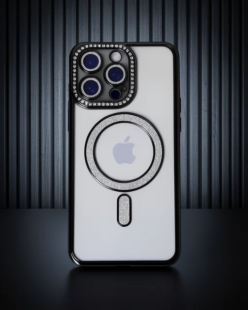 Apple İphone 14 Pro Kılıf Joke Simli Magneticsafe Kılıf - Siyah