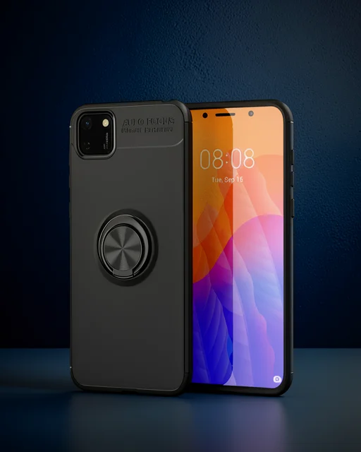 Huawei Y5p Kılıf Range Yüzüklü Silikon - Siyah