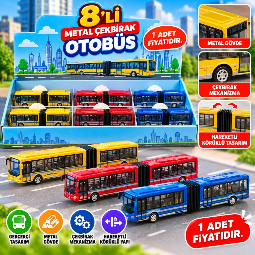 DMN1210-C55 Kutuda 8Lİ Metal Çekbırak Otobüs 1 Adet Fiyatıdır