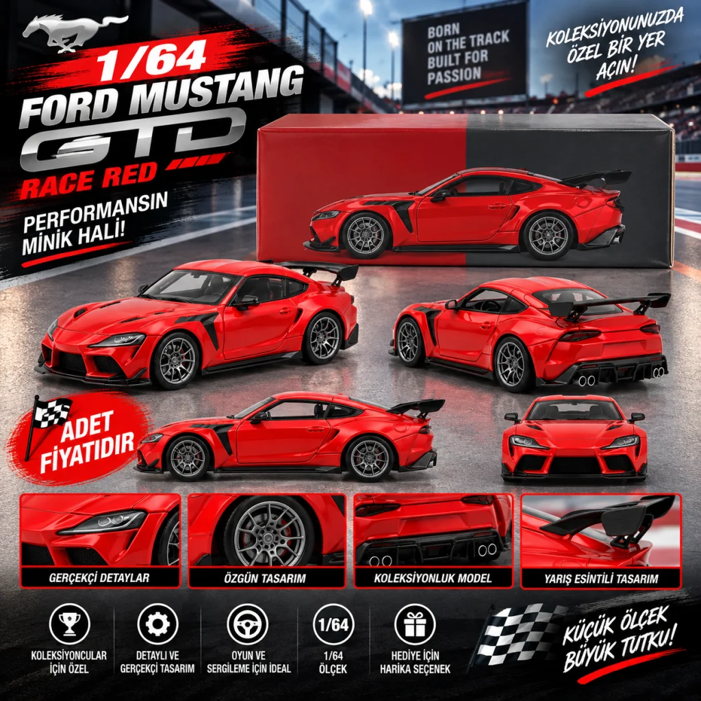 1/64 Ford Mustang GTD Race Red (adet fiyatıdır) görsel 4