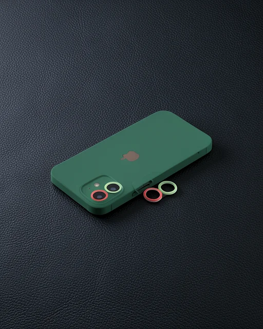 Apple İphone 11 Renkli Kamera Lens Koruma Cam - Yeşil-pembe