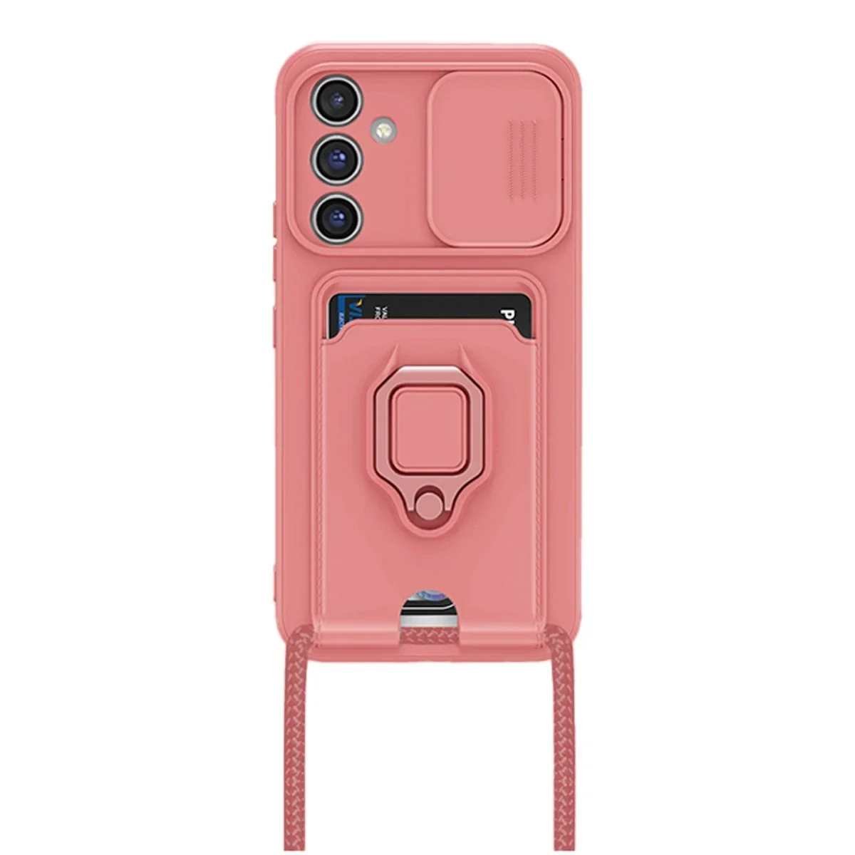 Samsung Galaxy A05S Kılıf Zuma Kartvizitli Yüzüklü Silikon - Pembe görsel 2