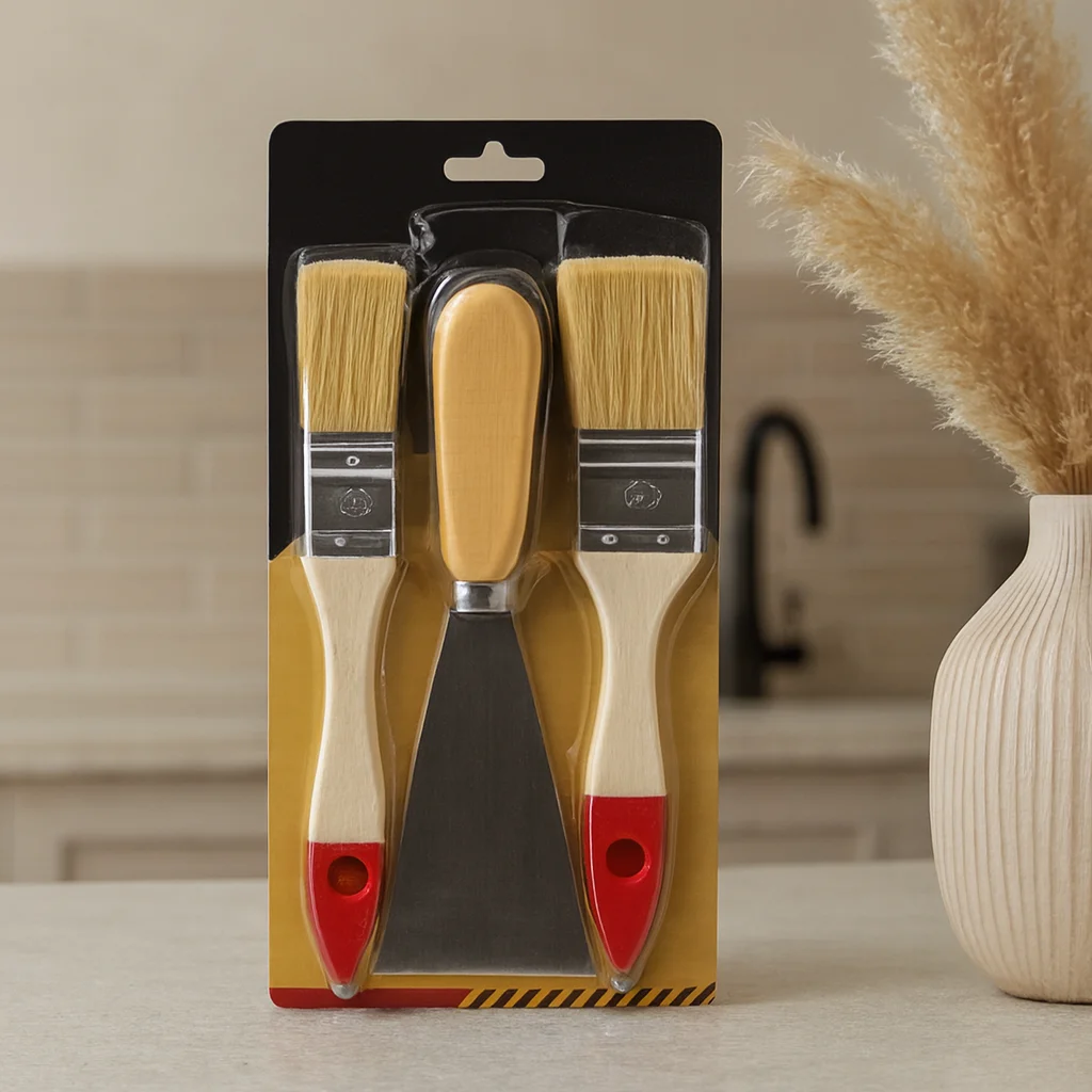 3 Parça Boyacı Seti 50 mm Spatula ve 2 Adet Kestirme Fırça No.1-1.5