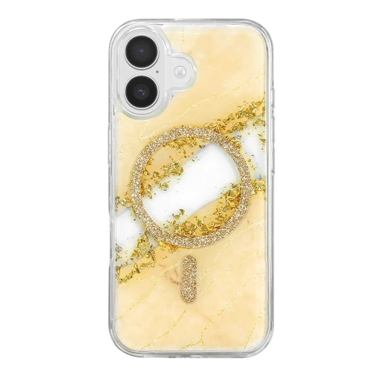 Onegif Apple iPhone 16 Lotus Simli Magsafe Kapak - Gümüş görsel 3