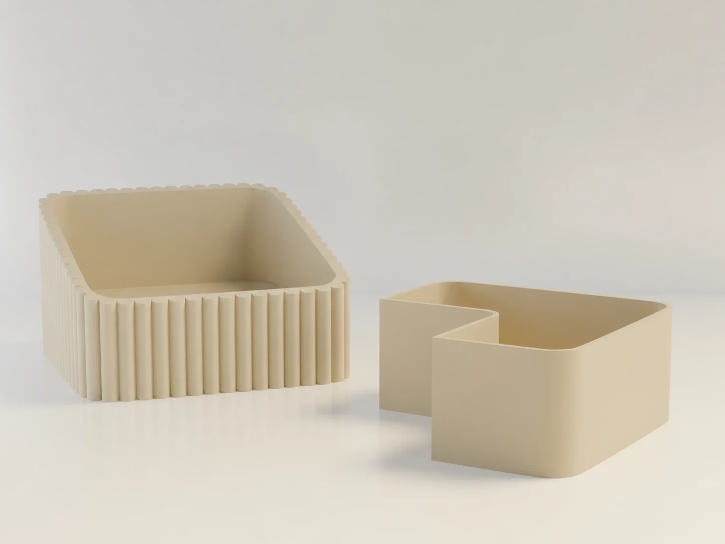 3D Baskı Fıstık Kasesi - Çift Hazneli Kabuk Ayırıcı Sunum Kasesi - Bej Bej görsel 2