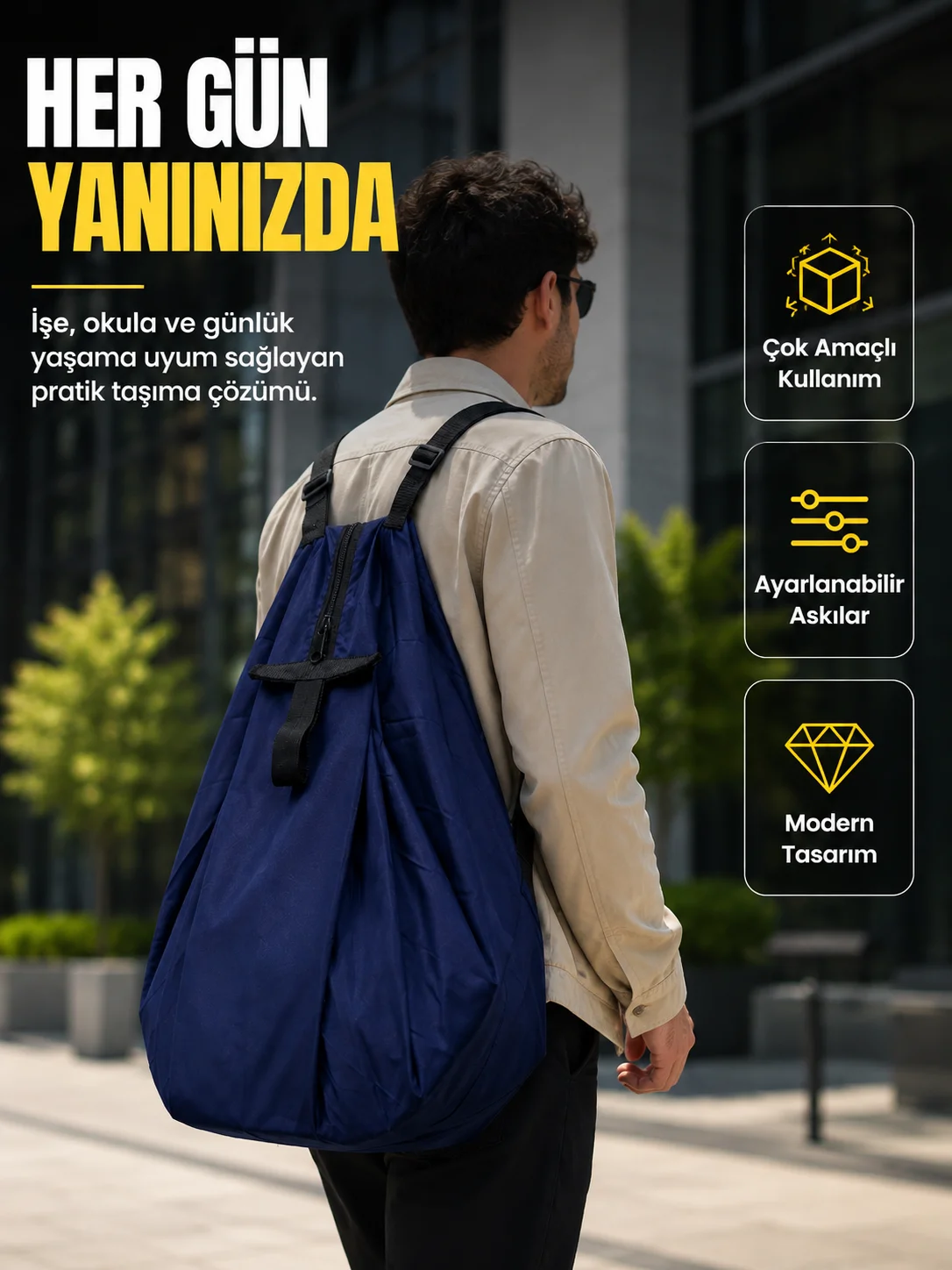 Geniş İç Hacimli Katlanabilir Çanta Pratik Taşıma Deneyi Sunan Modern Tasarım