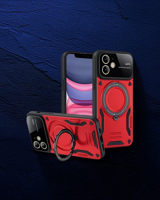 Apple İphone 11 Kılıf Joy Lens Standlı Kapak - Kırmızı