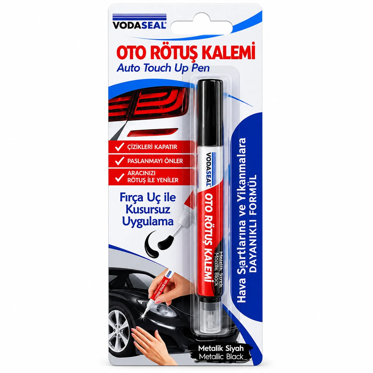 12 Adet Metalik Siyah Oto Rötuş Kalem Fırça Uç 5ML görsel 2