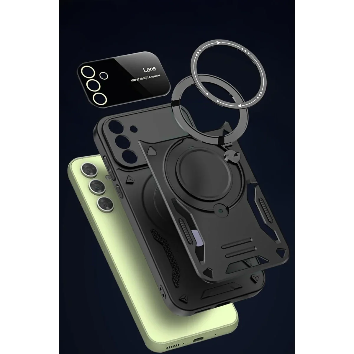 Samsung Galaxy S24 FE Kılıf Joy Lens Standlı Kapak - Kırmızı görsel 3