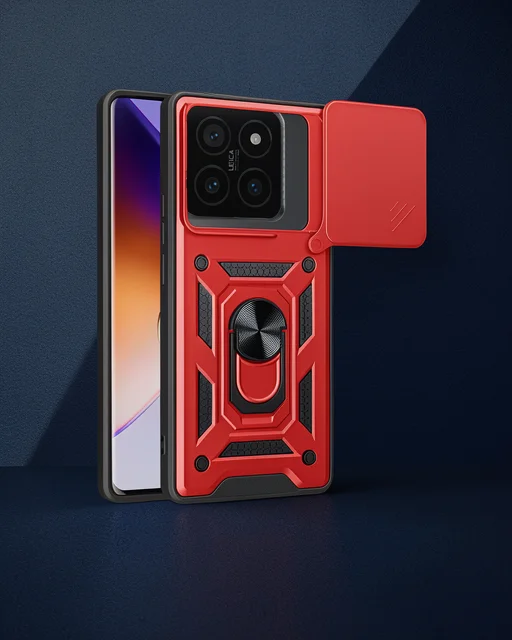 Xiaomi Mi 14t Pro Kılıf Pars Lens Yüzüklü Silikon - Kırmızı