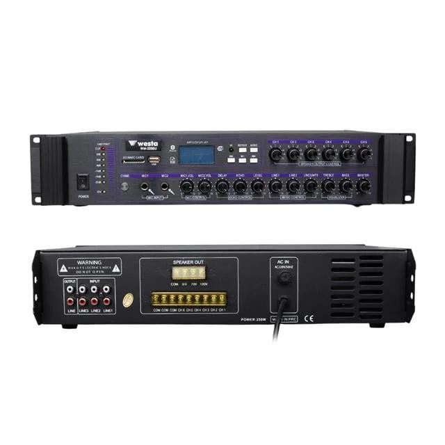Westa WM-2250U 250 Watt 100 Volt USB-SD-Bluetooth 6 Bölgeli Trafolu Mixer Anfi görsel 2