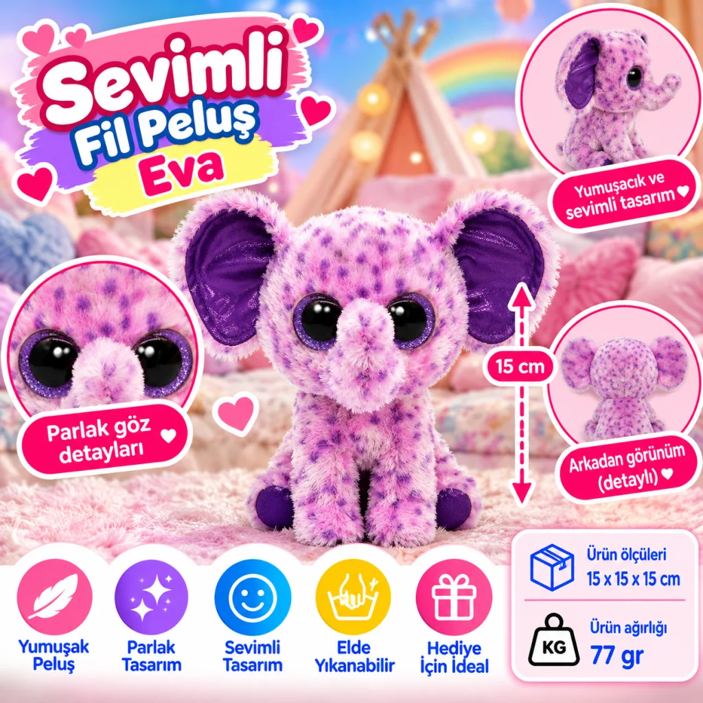 Peluş Fil Eva 15 cm