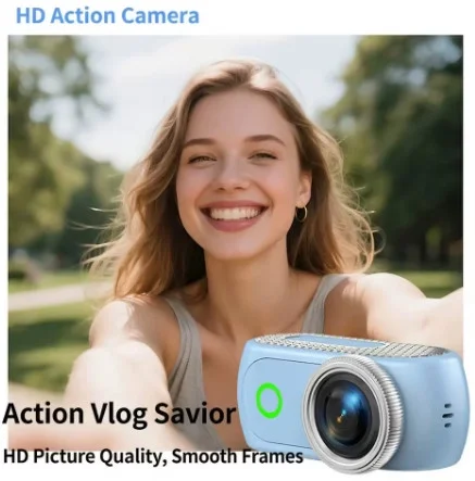 1080P Dijital Video Kamera (32GB) Kart Dijital Vlog Fotoğraf Makinesi Türkçe Mavi görsel 3