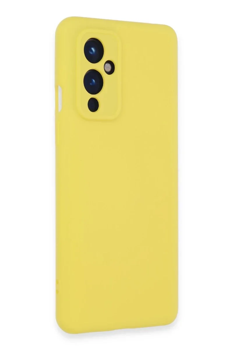 One Plus 9 Kılıf Nano içi Kadife Silikon - Sarı görsel 2
