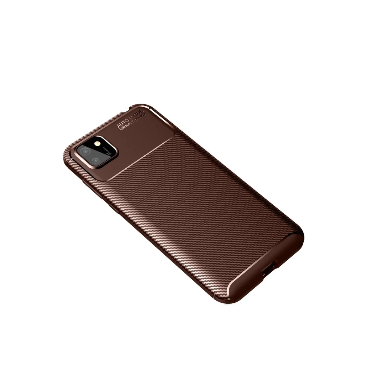 Huawei Y5P Kılıf Auto Focus Karbon Kapak - Kahverengi görsel 2