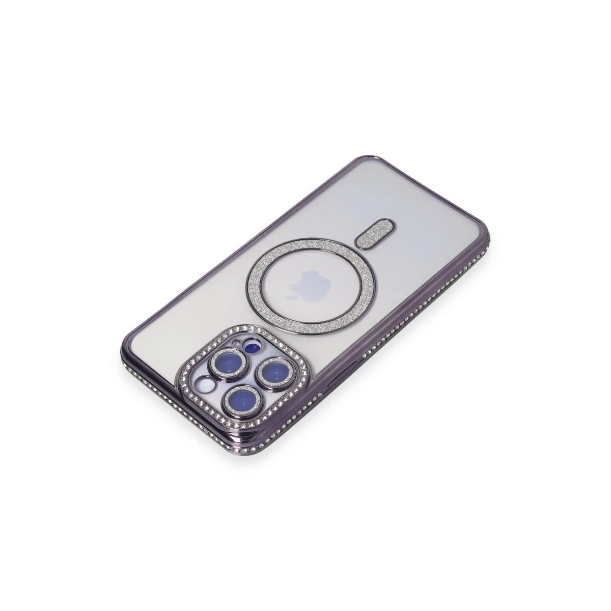Apple İphone 15 Pro Max Kılıf Joke Simli Magneticsafe Kılıf - Derin Mor görsel 2