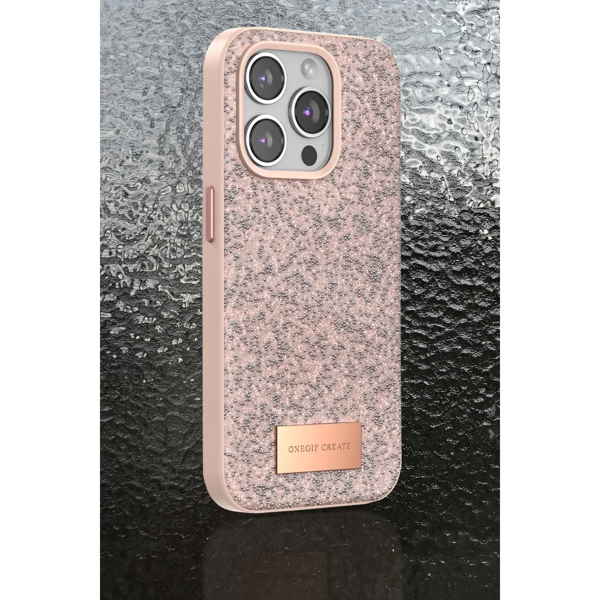 Onegif Apple İphone 15 Pro Max Bright Simli Kapak - Siyah görsel 4