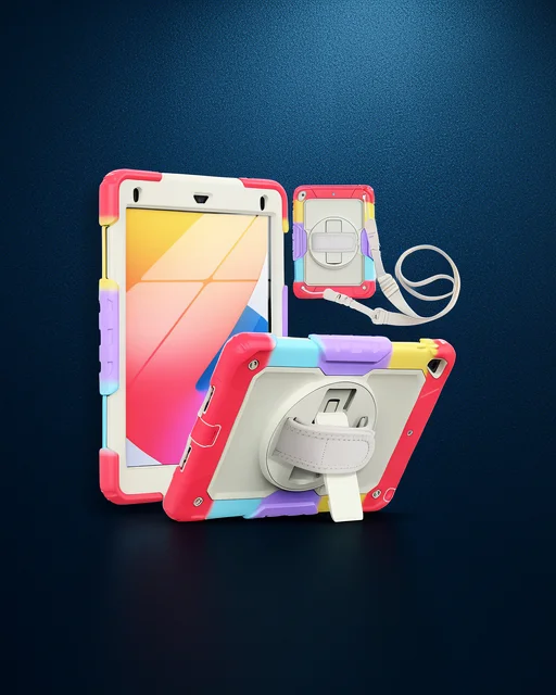 Apple İpad 5 Air 9.7 Kılıf Tablet Rainbow Kapak - Kırmızı