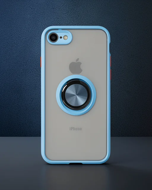 Apple İphone 7 Kılıf Montreal Yüzüklü Silikon Kapak - Buz Mavi