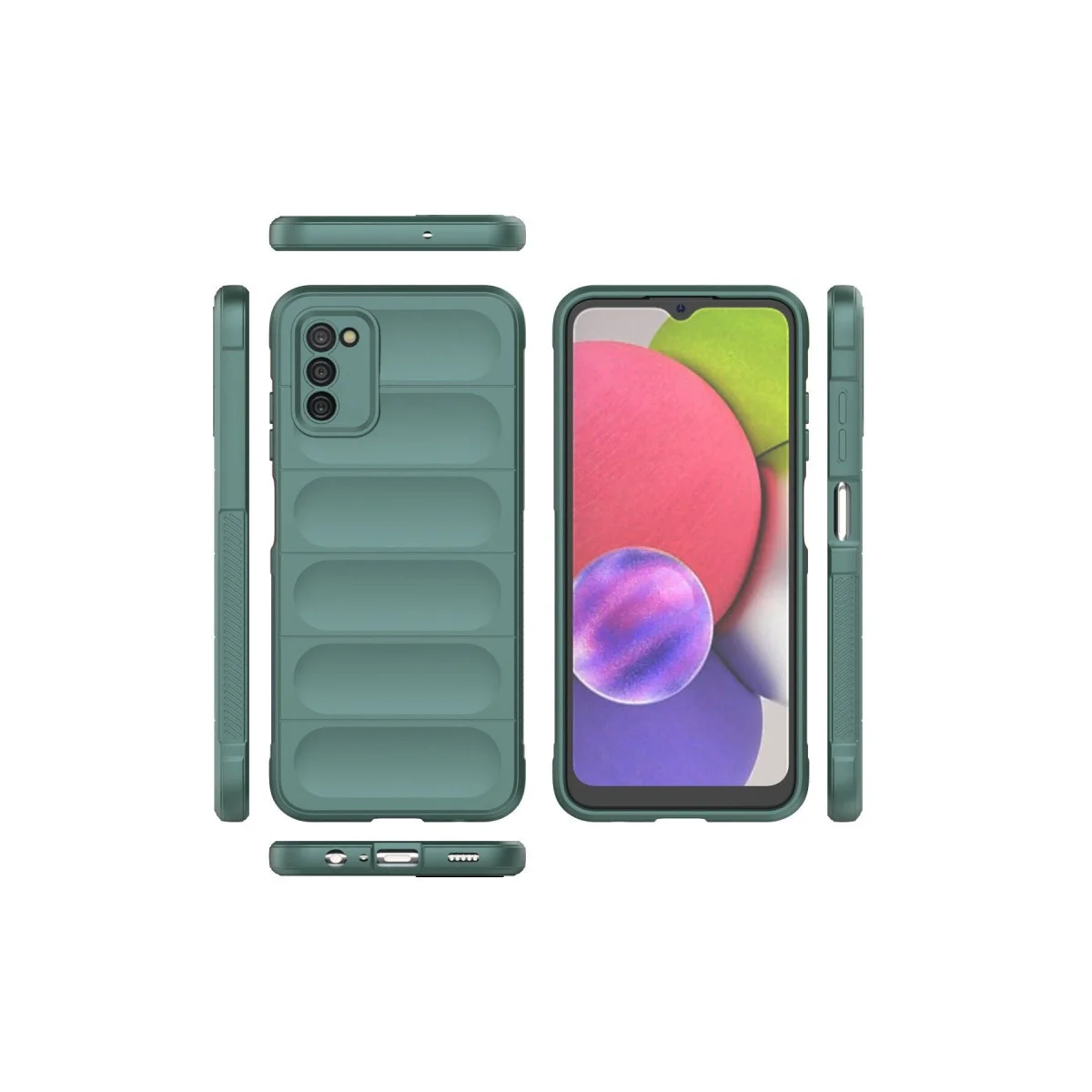 Samsung Galaxy A03s Kılıf Optimum Silikon - Koyu Yeşil görsel 3