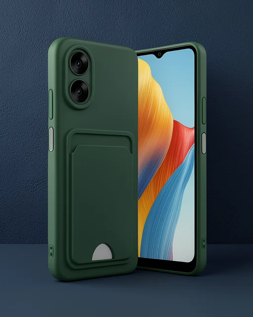 Oppo A38 Kılıf Kelvin Kartvizitli Silikon - Koyu Yeşil