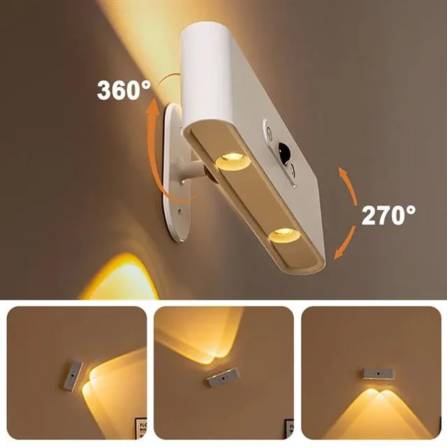 Ledx SK-BD188F Çift Yönlü Hareket Sensörlü Dekoratif Şarjlı Duvar Aplik 2 Mercekli 15 Smd Ledli 3000K-4000K-6500K görsel 2
