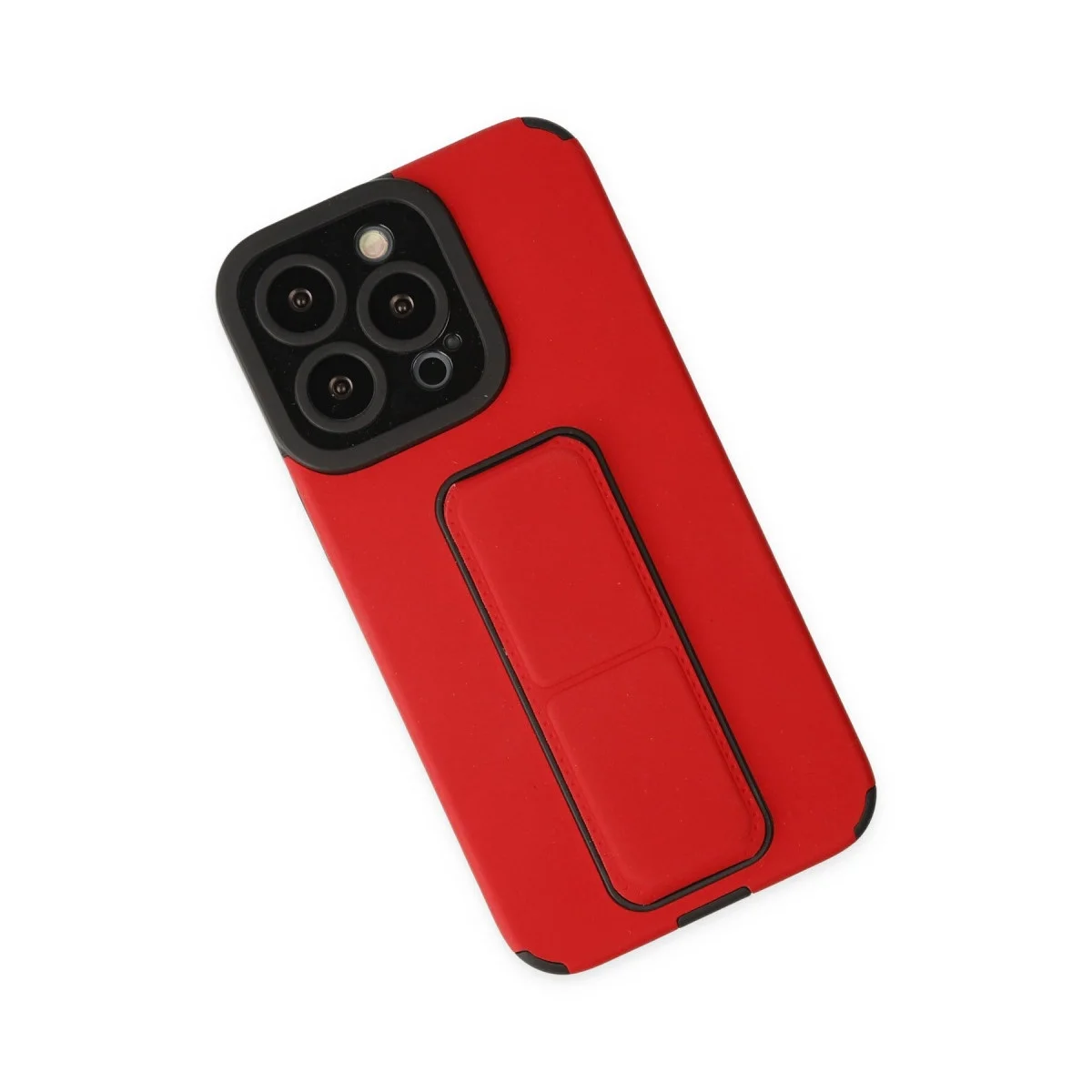 Apple İphone 13 Pro Max Kılıf Mega Standlı Silikon - Kırmızı görsel 2