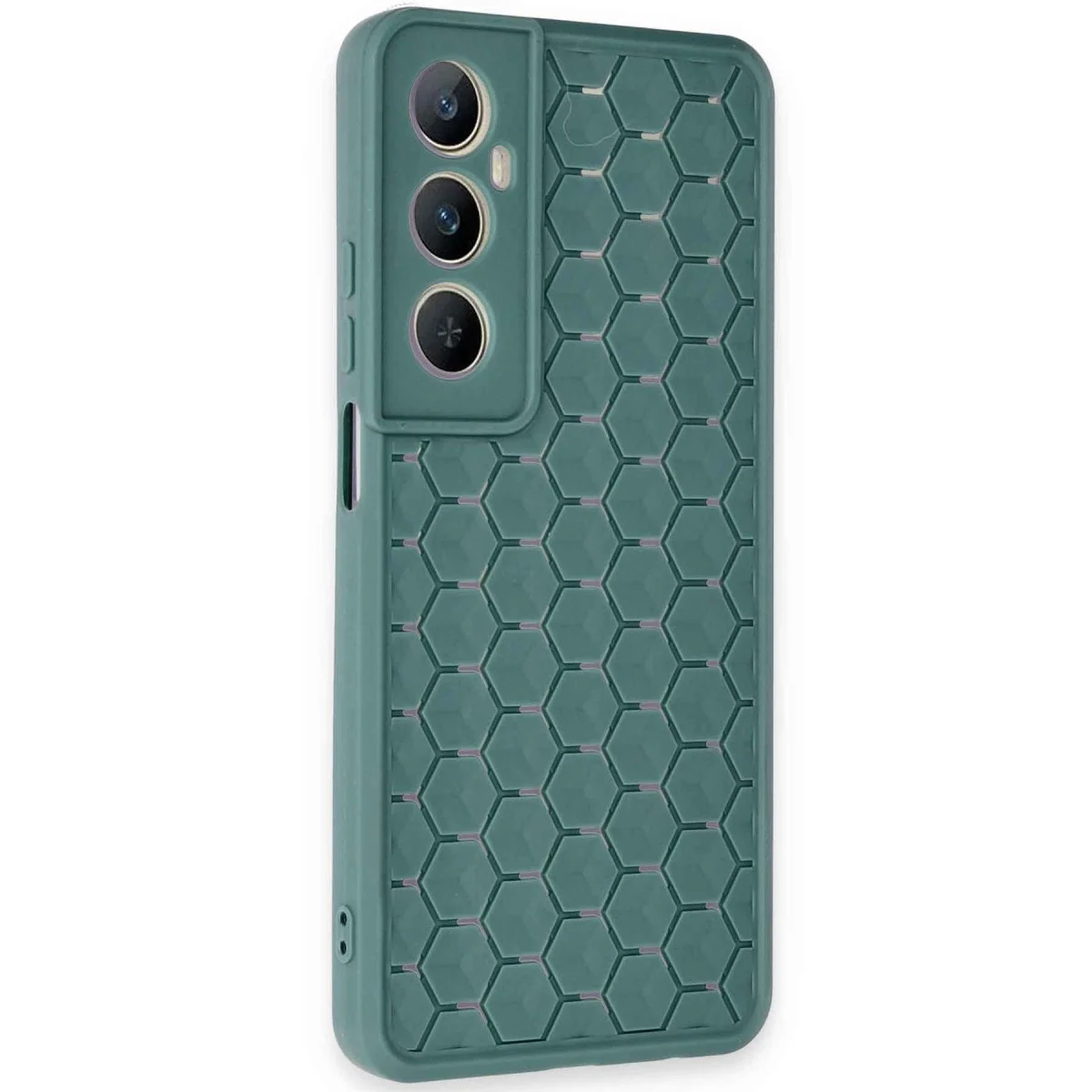 Realme C65 Kılıf Petek Silikon Kapak - Koyu Yeşil görsel 2