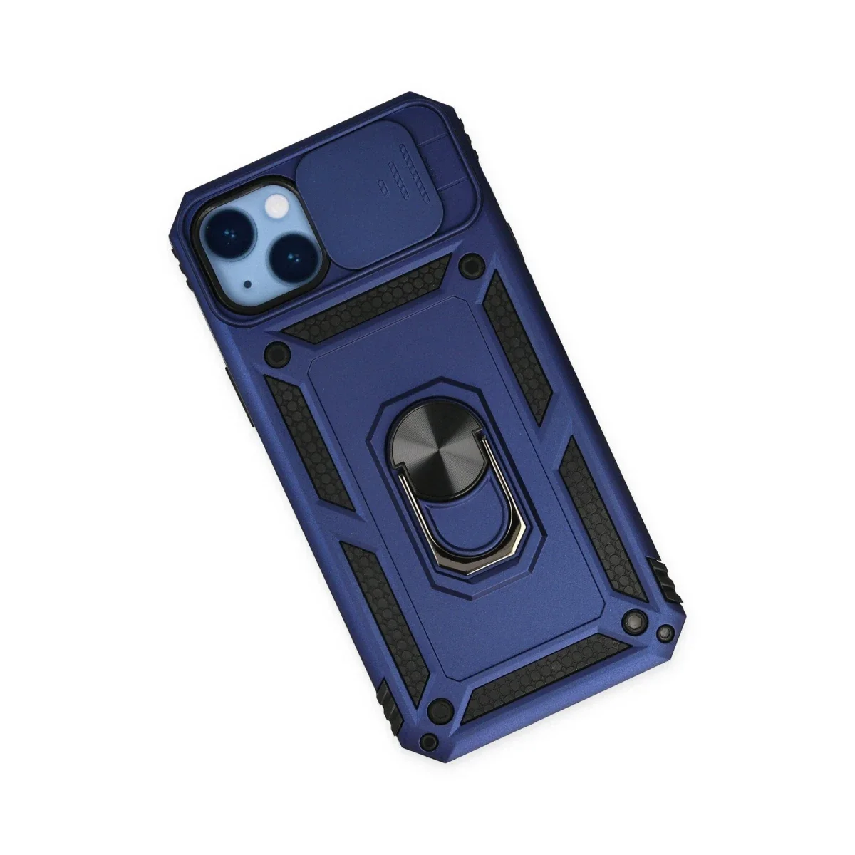 Apple iPhone 14 Plus Kılıf Pars Lens Yüzüklü Silikon - Lacivert görsel 3