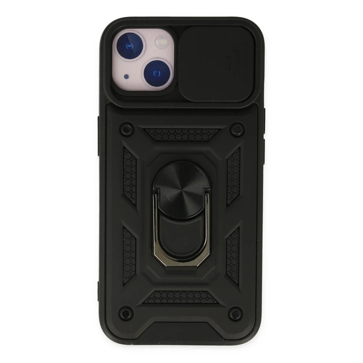 Apple iPhone 14 Kılıf Pars Lens Yüzüklü Silikon - Siyah
